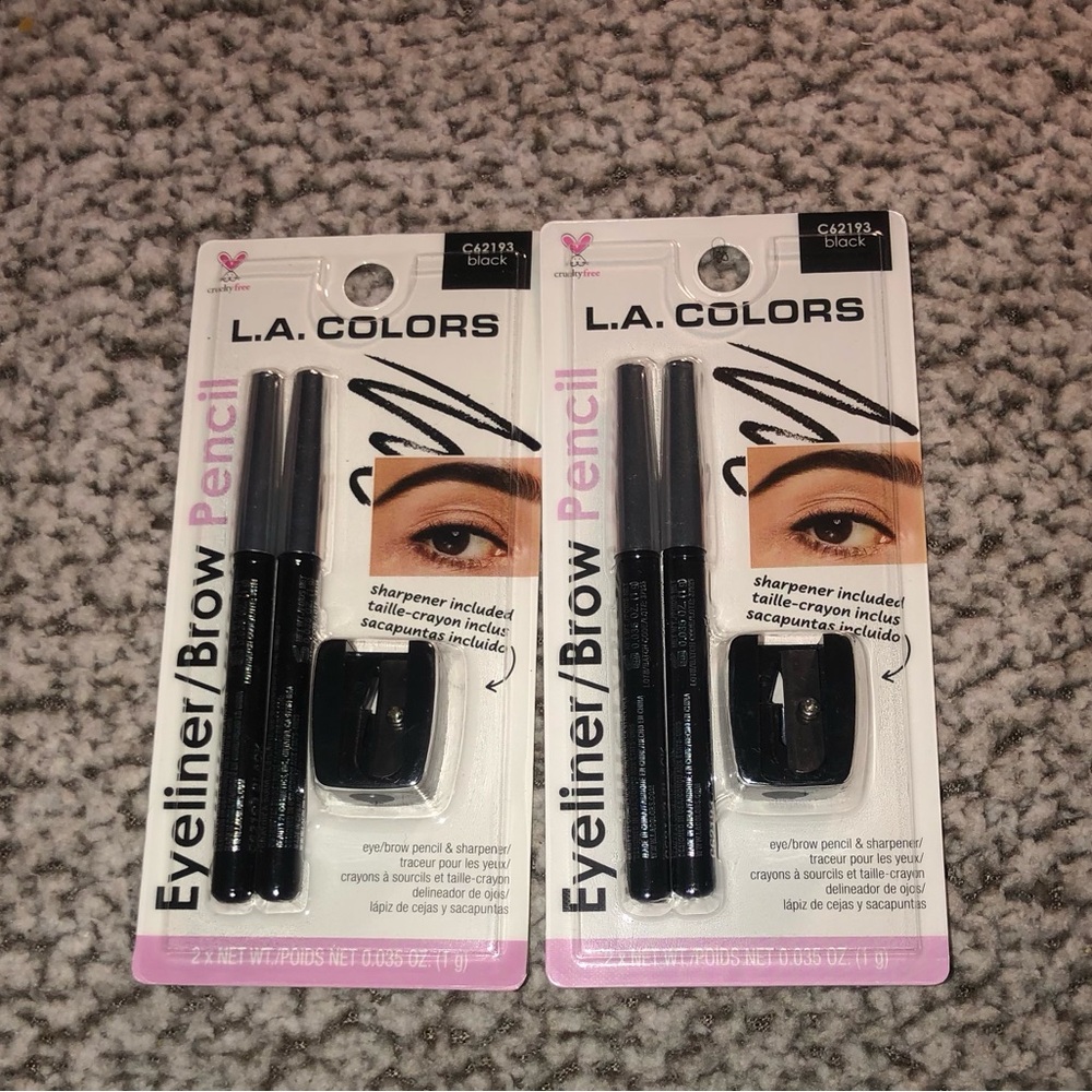 L.A. COLORS Eyeliner/Brow Pencils w/Sharpener Black (Pack of 2)